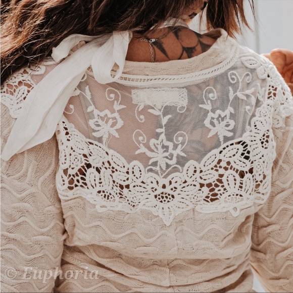 A'Reve Tops - Handmade Lace Back Knit Top